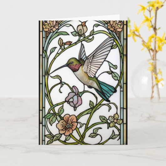 Elegant hummingbird artwork botanical boho chic karte (Gelbe Blume)