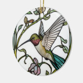 Elegant hummingbird artwork botanical boho chic keramik ornament (Links)