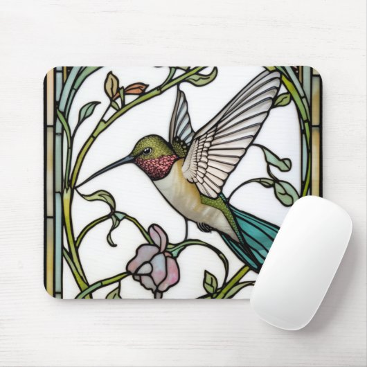 Elegant hummingbird artwork botanical boho chic mousepad (Mit Mouse)