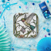 Elegant hummingbird artwork botanical boho chic pappteller (Party)