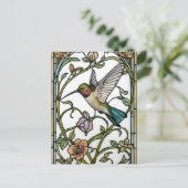 Elegant hummingbird artwork botanical boho chic postkarte (Stehend Vorderseite)