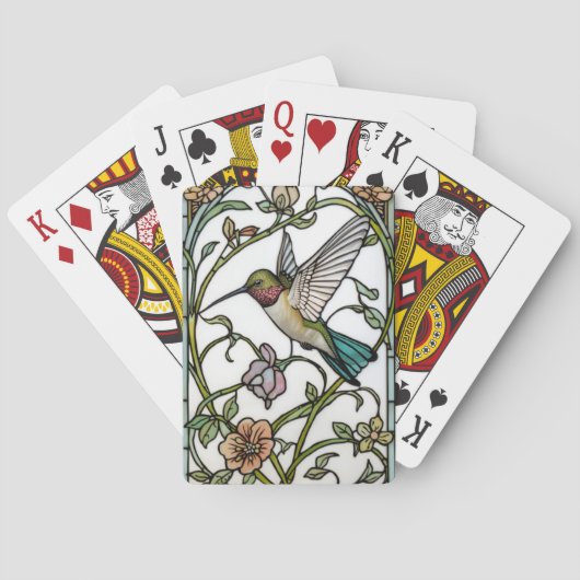 Elegant hummingbird artwork botanical boho chic spielkarten (Rückseite)