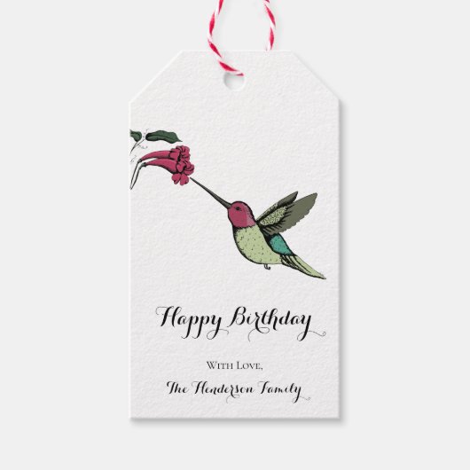 Elegant Hummingbird Birthday Geschenkanhänger (Vorderseite)