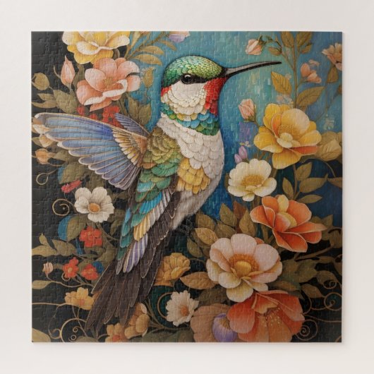 Elegant Hummingbird Floral Puzzle (Vertikal)