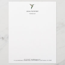 Elegant Hummingbird Letterhead