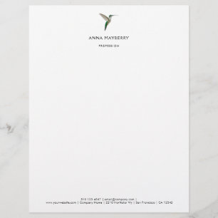 Elegant Hummingbird Letterhead Briefbogen