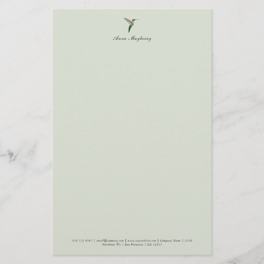 Elegant Hummingbird Letterhead Briefpapier (Vorderseite)