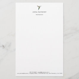 Elegant Hummingbird Letterhead Briefpapier