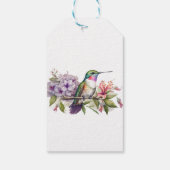 Elegant Hummingbird Lila Floral Girl Baby Shower Geschenkanhänger (Rückseite)