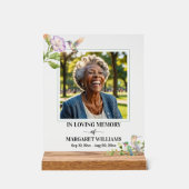 Elegant Hummingbirds Floral Photo Funeral Acrylschild (Vorderseite)