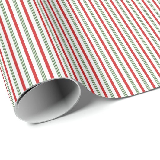 Elegant Hunter Green and Red Candy Cane Pinstripe Geschenkpapier (Rolleneckpunkt)