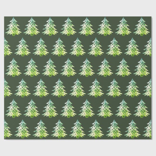 Elegant Hunter Green Christmas Tree Muster Geschenkpapier (Flach)