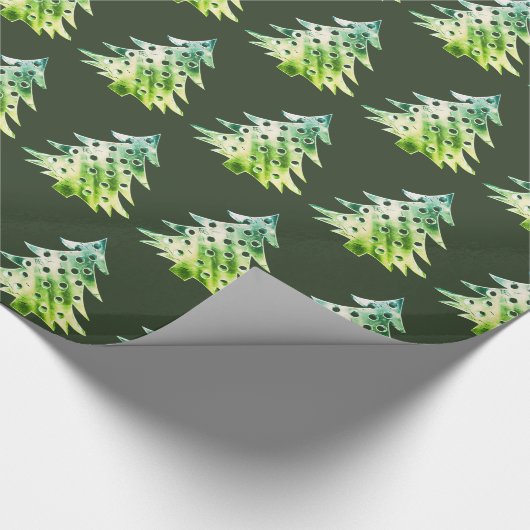 Elegant Hunter Green Christmas Tree Muster Geschenkpapier (Ecke)
