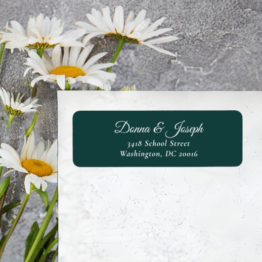 Elegant Hunter Green Custom Wedding Rücksendeadres