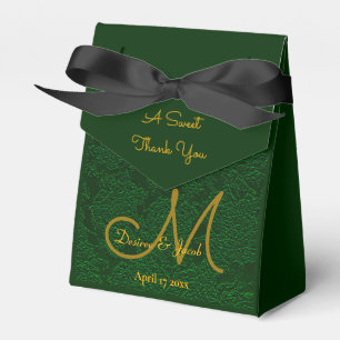 Elegant Hunter Green Gold Wedding Monogram Geschenkschachtel
