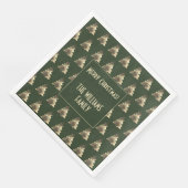 Elegant Hunter Green Gold Weihnachtsbaum Muster Serviette (Ecke)