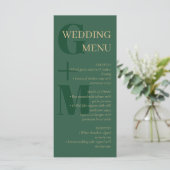 Elegant Hunter Green Tan Typografy Wedding Menükarte (Stehend Vorderseite)