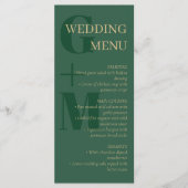 Elegant Hunter Green Tan Typografy Wedding Menükarte (Vorderseite)
