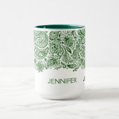 Elegant Hunter Green und White Paisley Tasse (Zentrum)