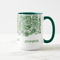 Elegant Hunter Green und White Paisley