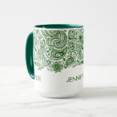 Elegant Hunter Green und White Paisley Tasse (Vorderseite Links)