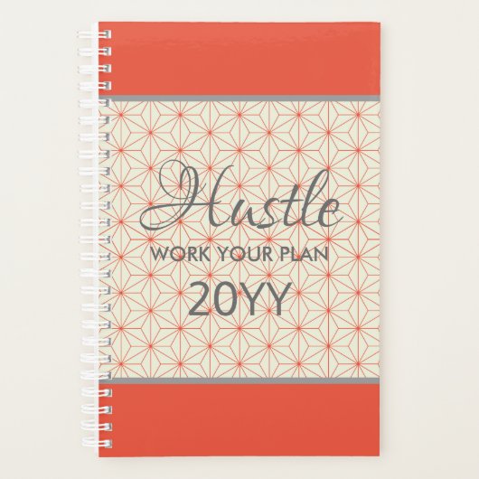 Elegant Hustle 2019 Orange Taupe Personalisiert Planer (Vorderseite)