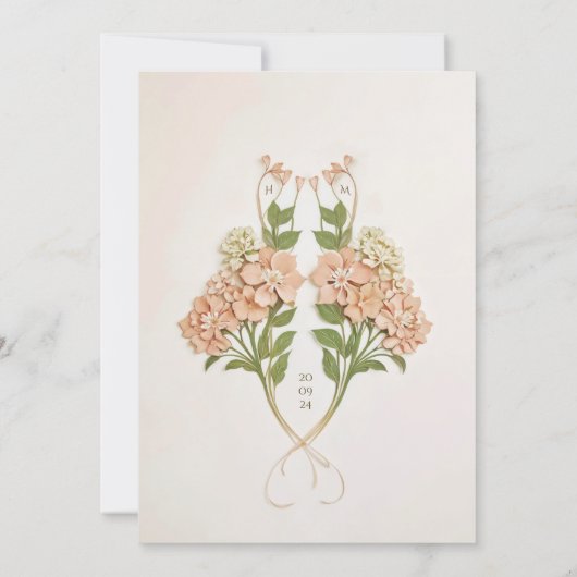 Elegant Hydrangea Art Nouveau Wedding Einladung (Rückseite)