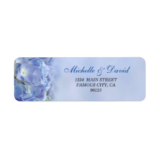 Elegant Hydrangea Blue Florals Adressetikett