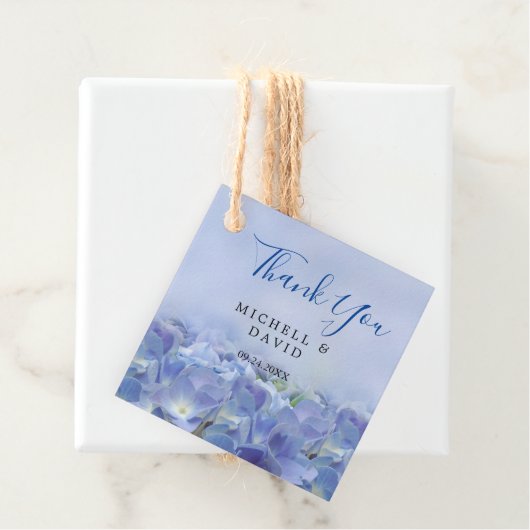 Elegant Hydrangea Blue Florals Vielen Dank für Ihr Geschenkanhänger (Beispiel)