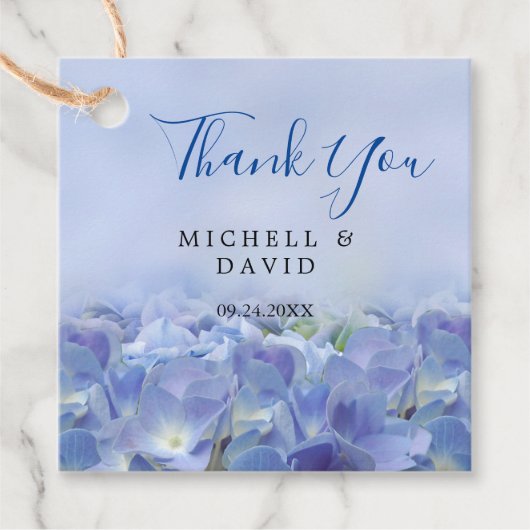 Elegant Hydrangea Blue Florals Vielen Dank für Ihr Geschenkanhänger (Vorderseite)