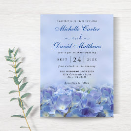 Elegant Hydrangea Blue Florals Wedding Einladung