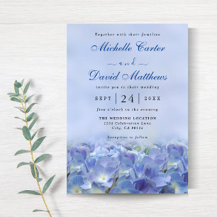 Elegant Hydrangea Blue Florals Wedding Einladung