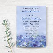 Elegant Hydrangea Blue Florals Wedding Einladung