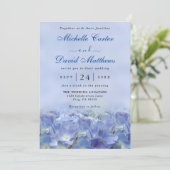 Elegant Hydrangea Blue Florals Wedding Einladung (Stehend Vorderseite)