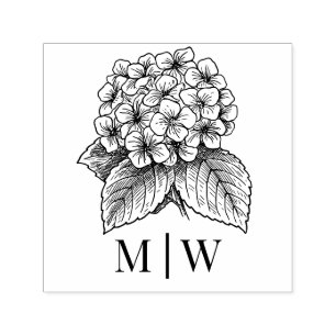 *Elegant Hydrangea Bouquet Wedding Couple Initials Permastempel