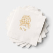 Elegant Hydrangea Bouquet Wedding Couple Initials Servietten Mit Folie (Insitu (Gestapelt))