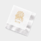 Elegant Hydrangea Bouquet Wedding Couple Initials Servietten Mit Folie (Links)