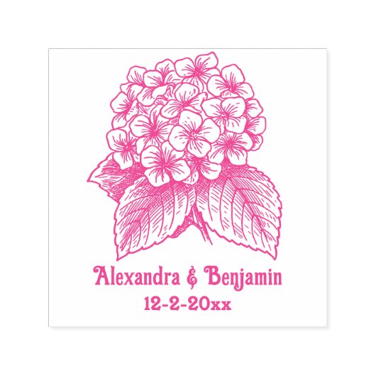 Elegant Hydrangea Bouquet Wedding Couple Names Dt Permastempel (Design)