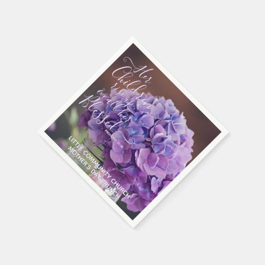 Elegant Hydrangea Christlich Mütter Day Verse Serviette (Ecke)