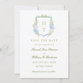 Elegant Hydrangea Crest Wedding  Save The Date (Vorderseite)
