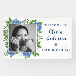 Elegant Hydrangea Custom Foto 50. Geburtstagsparty Banner