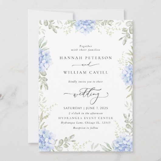 Elegant Hydrangea Floral Wedding Einladung (Vorderseite)