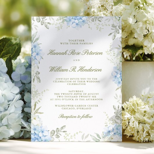 Elegant Hydrangea Floral Wedding Invitation Einladung