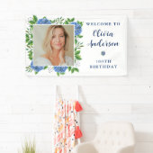 Elegant Hydrangea Foto 100. Geburtstagsparty Banner (Insitu)