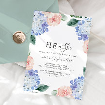 Elegant Hydrangea He or she Gender Reveal Party