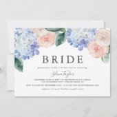 Elegant Hydrangea Horizontal Bride Brautparty Einladung (Vorderseite)