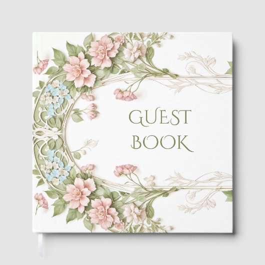 Elegant Hydrangea Jugendstil-Hochzeit Gästebuch (Vorderseite)