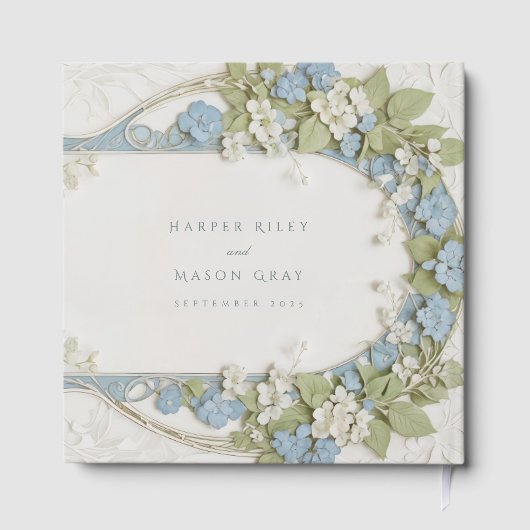Elegant Hydrangea Jugendstil-Hochzeit Gästebuch (Rückseite)