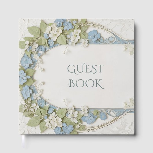 Elegant Hydrangea Jugendstil-Hochzeit Gästebuch (Vorderseite)