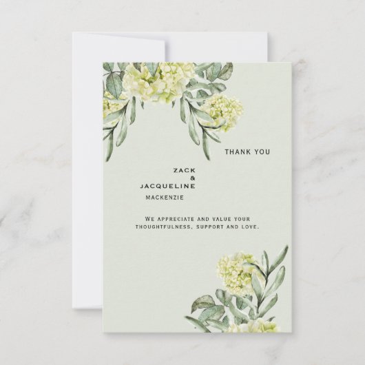 Elegant Hydrangea Mint Wedding Danke Monogram (Vorderseite)